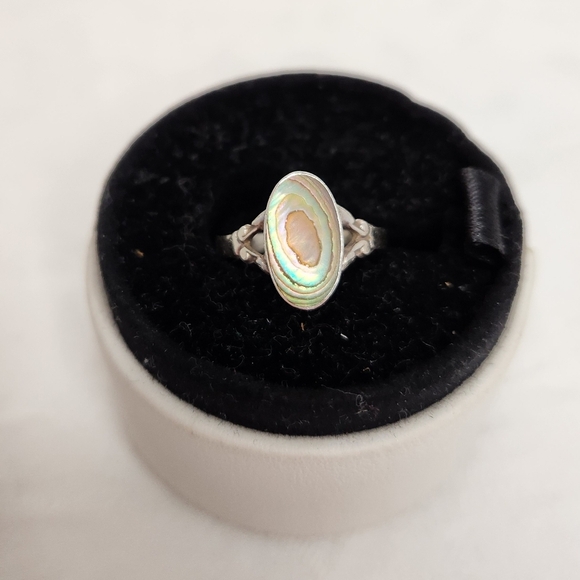 Vintage Silver Abalone Bracelet Ring Set - Picture 5 of 14